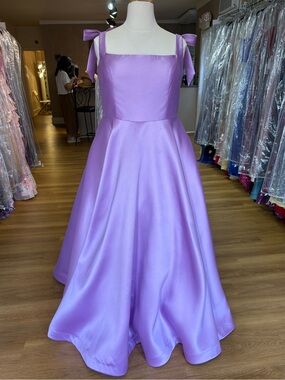 Lilac A-Line Prom Dress with Bow Shoulder Straps